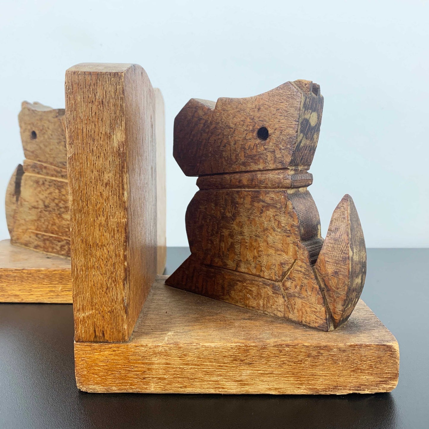 Vintage Handmade Timber Dog Bookends