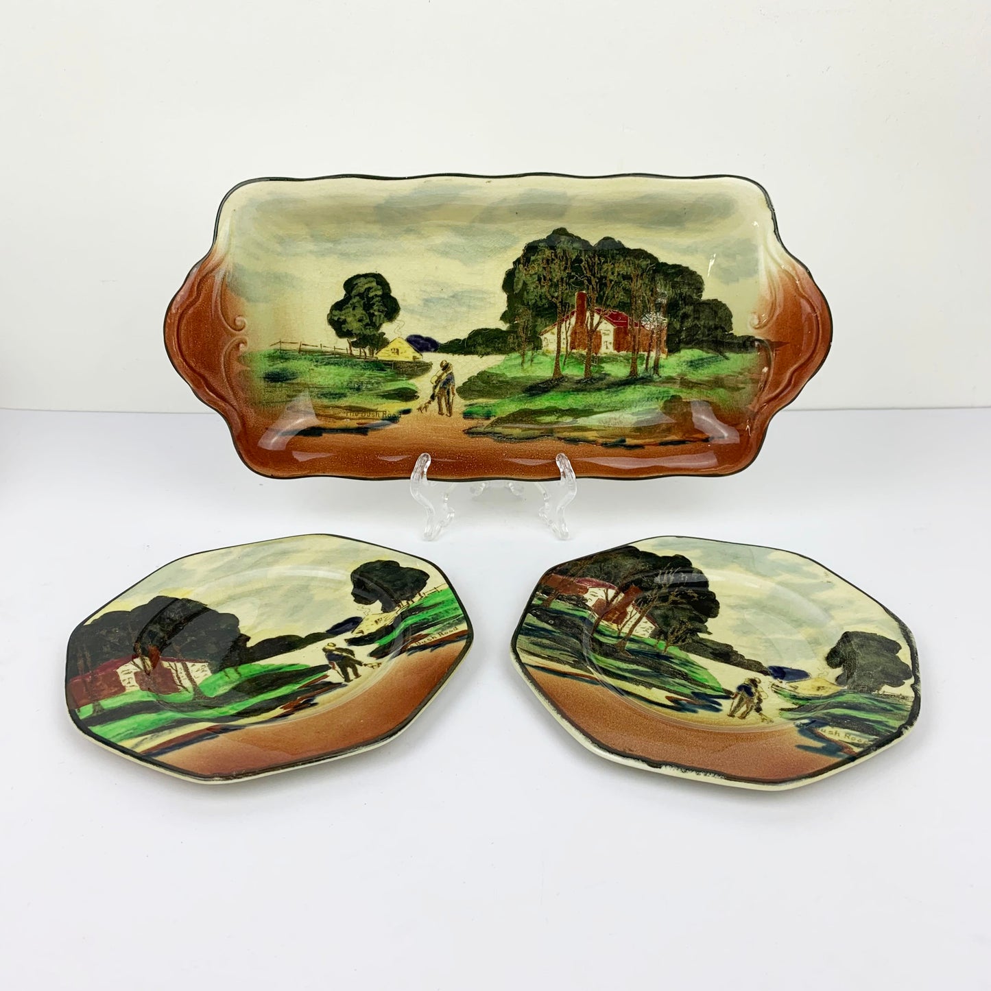 Rare 1920's Empire Ware 'The Bush Road' 3 piece serving set