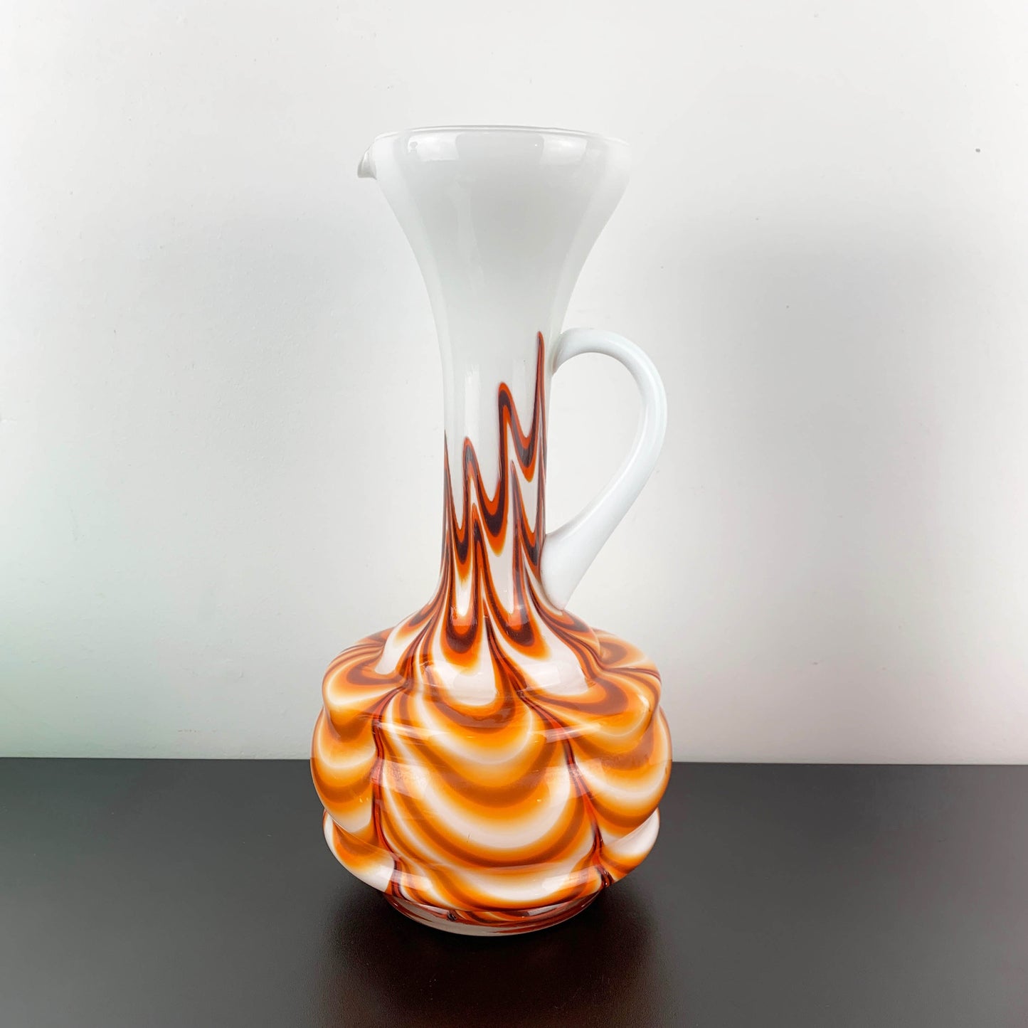 Vetreria Barbieri Empoli Cased Milk Glass Marbled Urn Vase