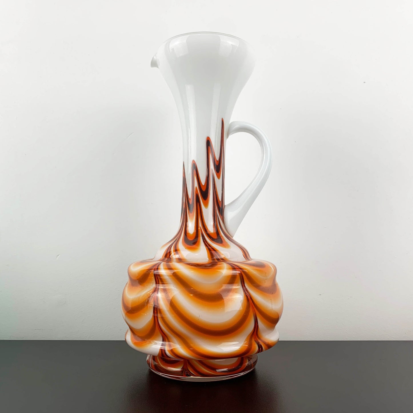 Vetreria Barbieri Empoli Cased Milk Glass Marbled Urn Vase