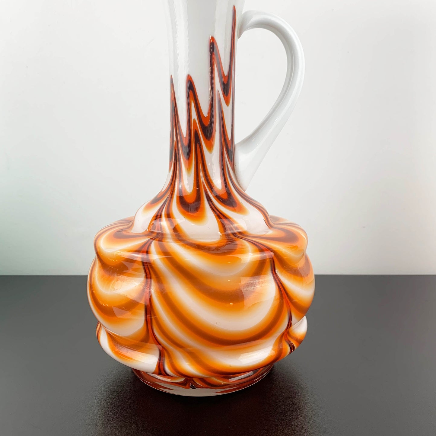 Vetreria Barbieri Empoli Cased Milk Glass Marbled Urn Vase