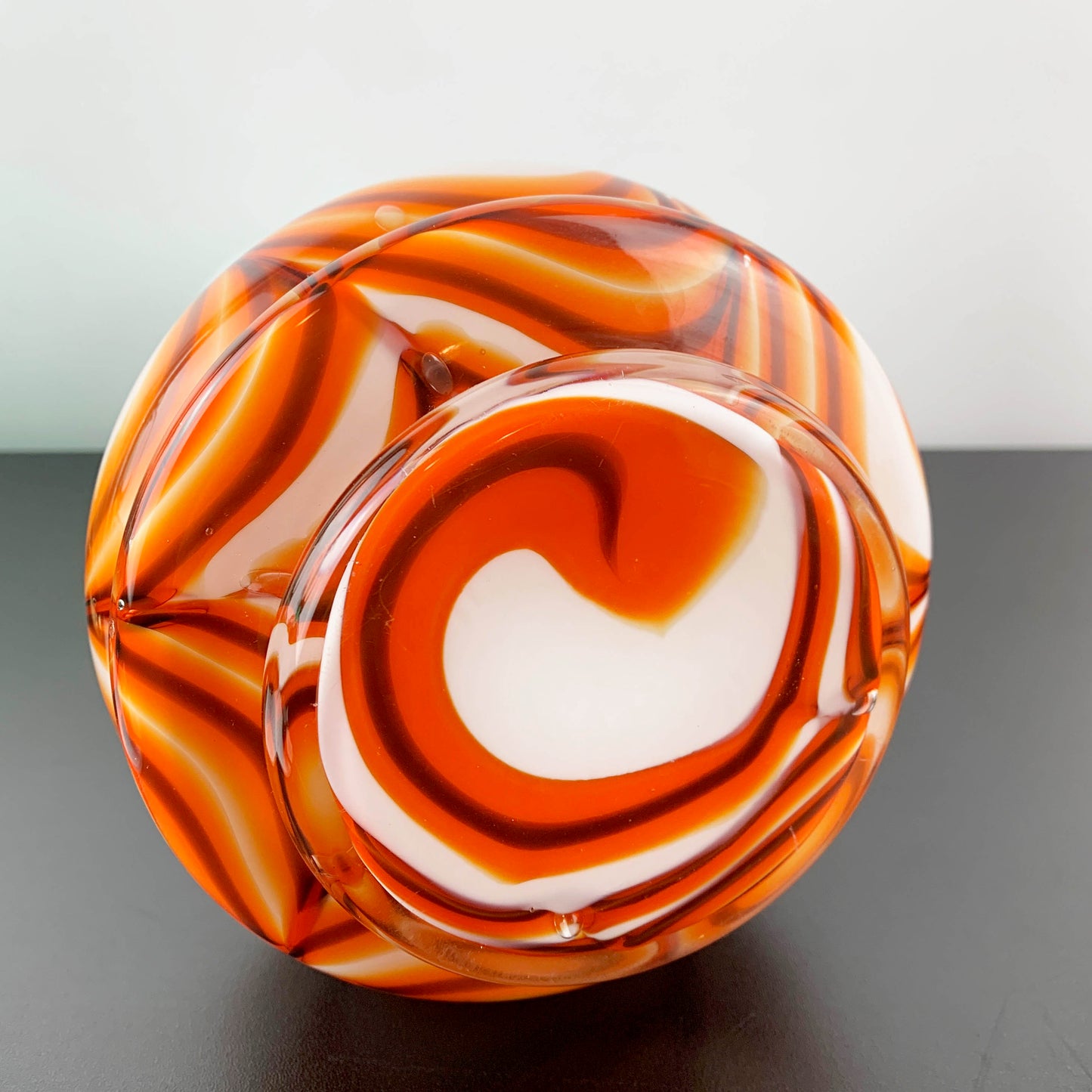 Vetreria Barbieri Empoli Cased Milk Glass Marbled Urn Vase