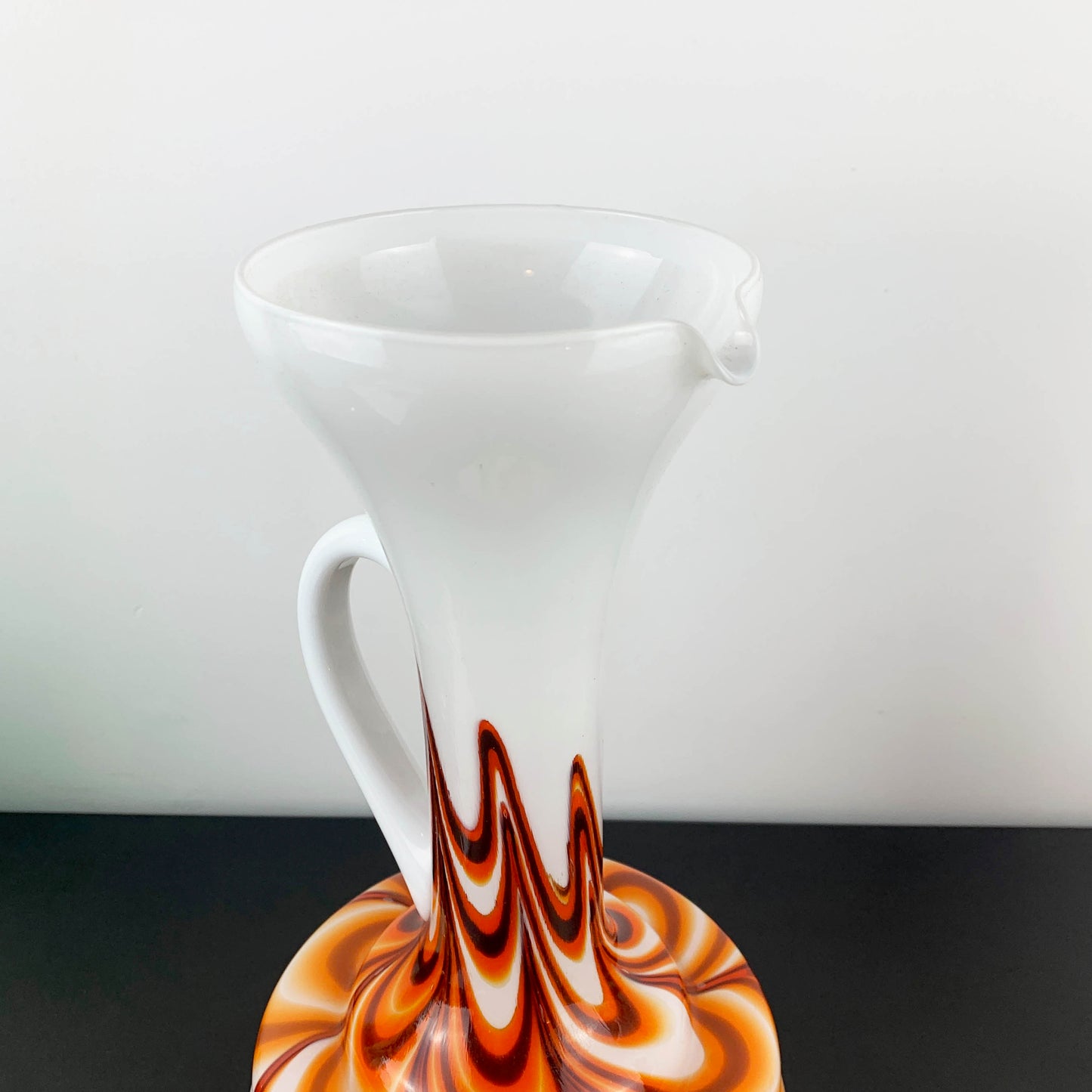 Vetreria Barbieri Empoli Cased Milk Glass Marbled Urn Vase