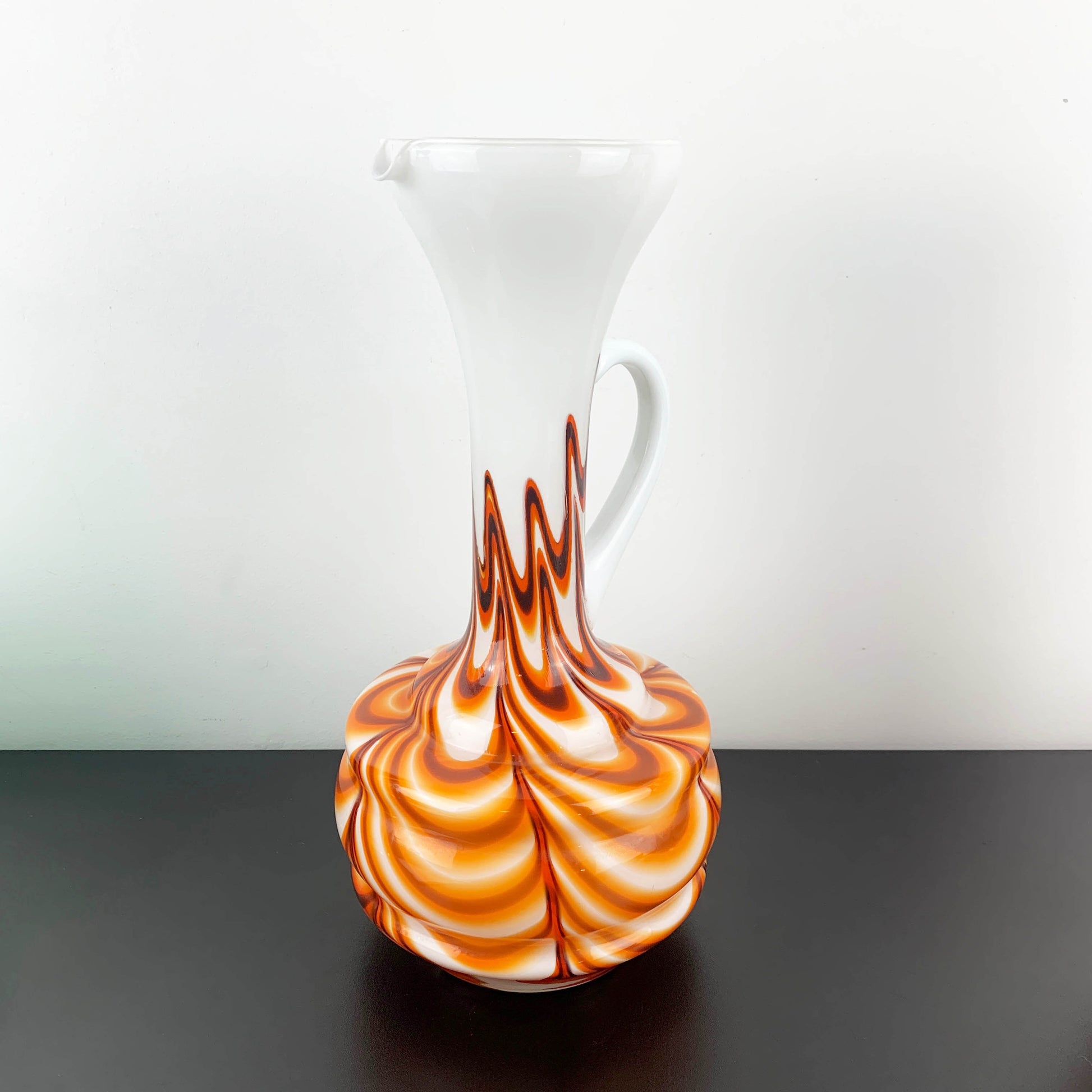 Vetreria Barbieri Empoli Cased Milk Glass Marbled Urn Vase