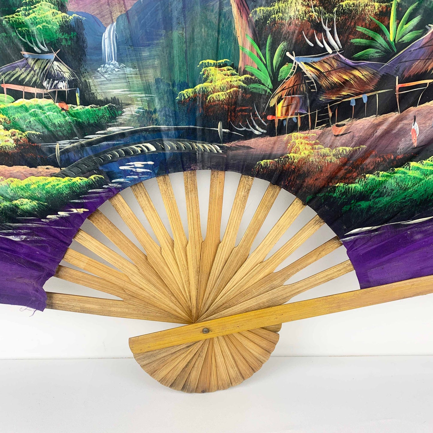 Asian Hand Painted Large Fan Set