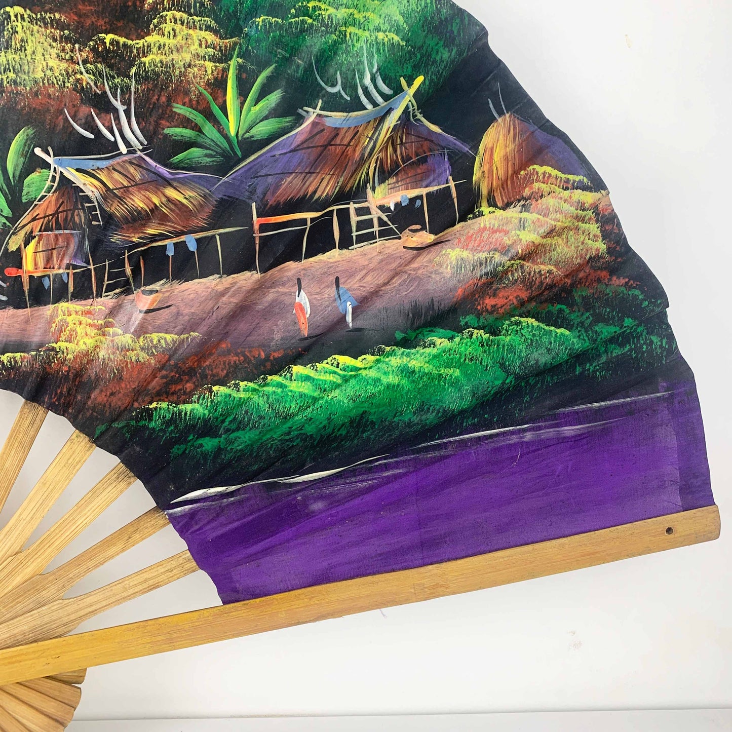 Asian Hand Painted Large Fan Set
