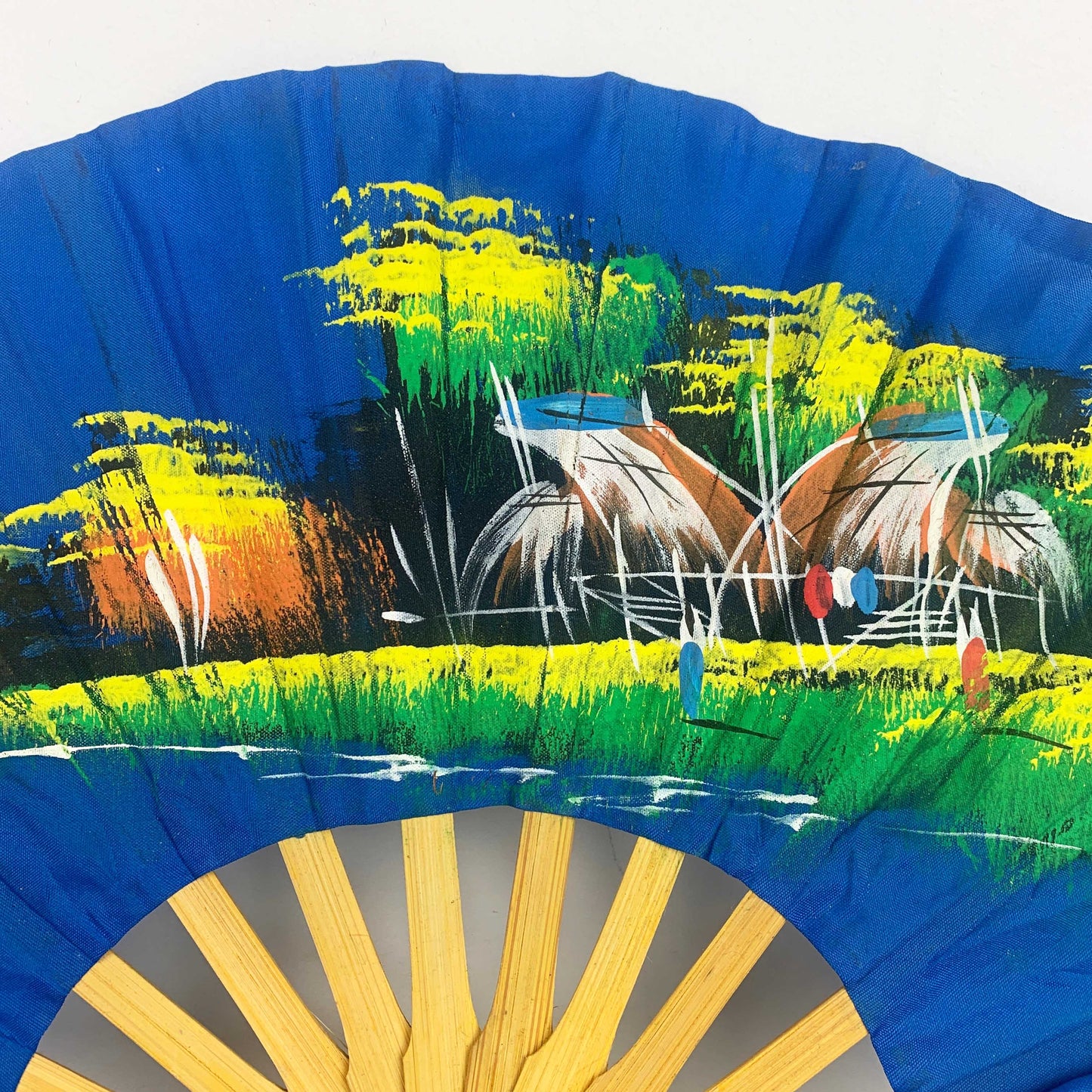 Asian Hand Painted Large Fan Set