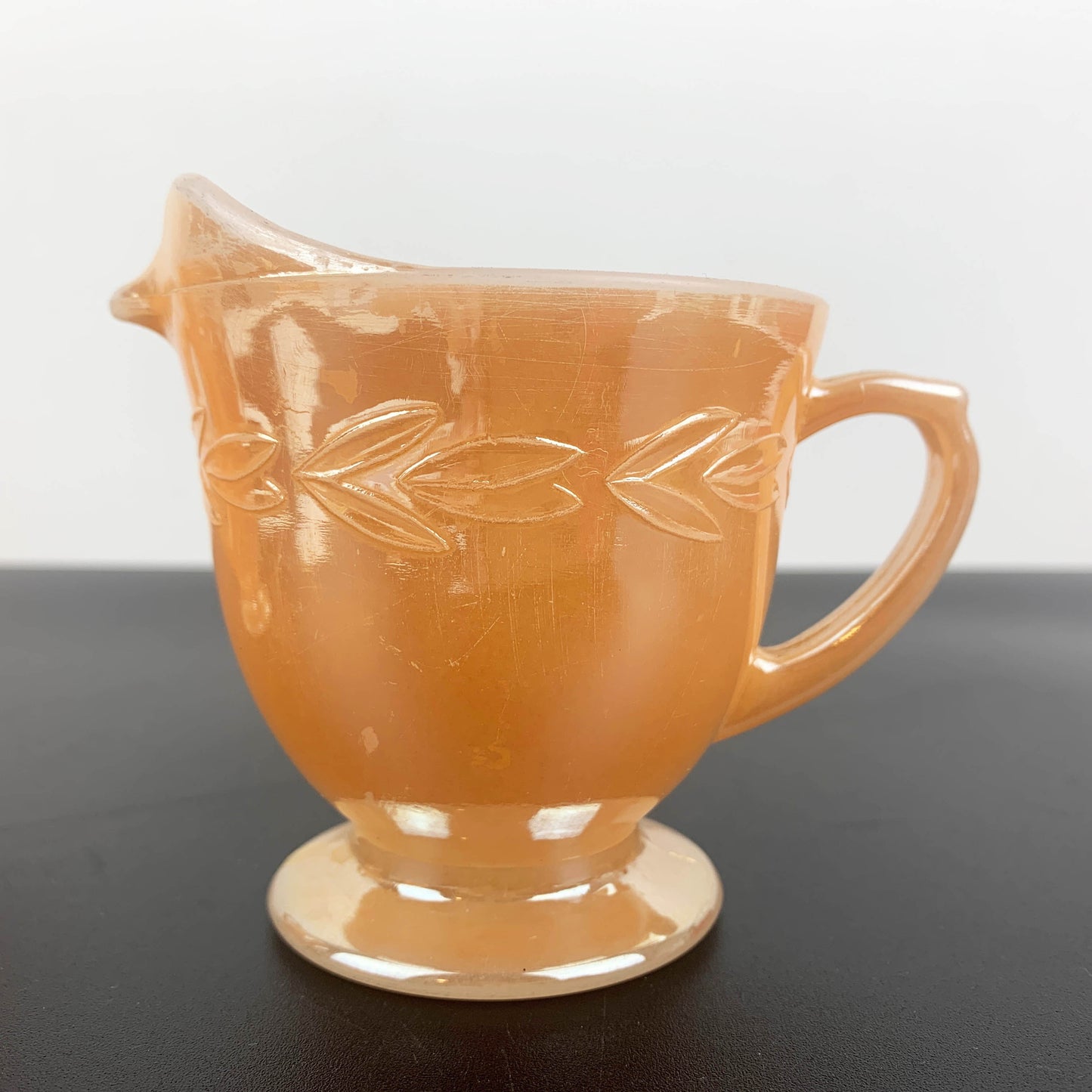 Anchor Hocking Peach Lustreware Sugar Bowl and Creamer Set