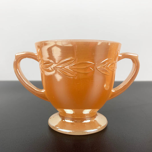 Anchor Hocking Peach Lustreware Sugar Bowl and Creamer Set