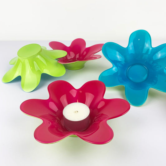 Flower Shaped Glass Tea Light Candle Holders
