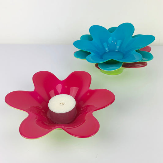 Flower Shaped Glass Tea Light Candle Holders