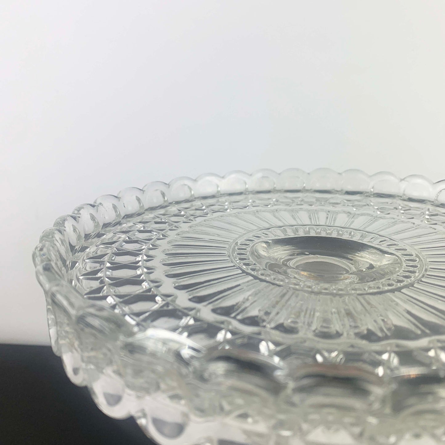 EAPG Footed Cake Stand with Frill Edge