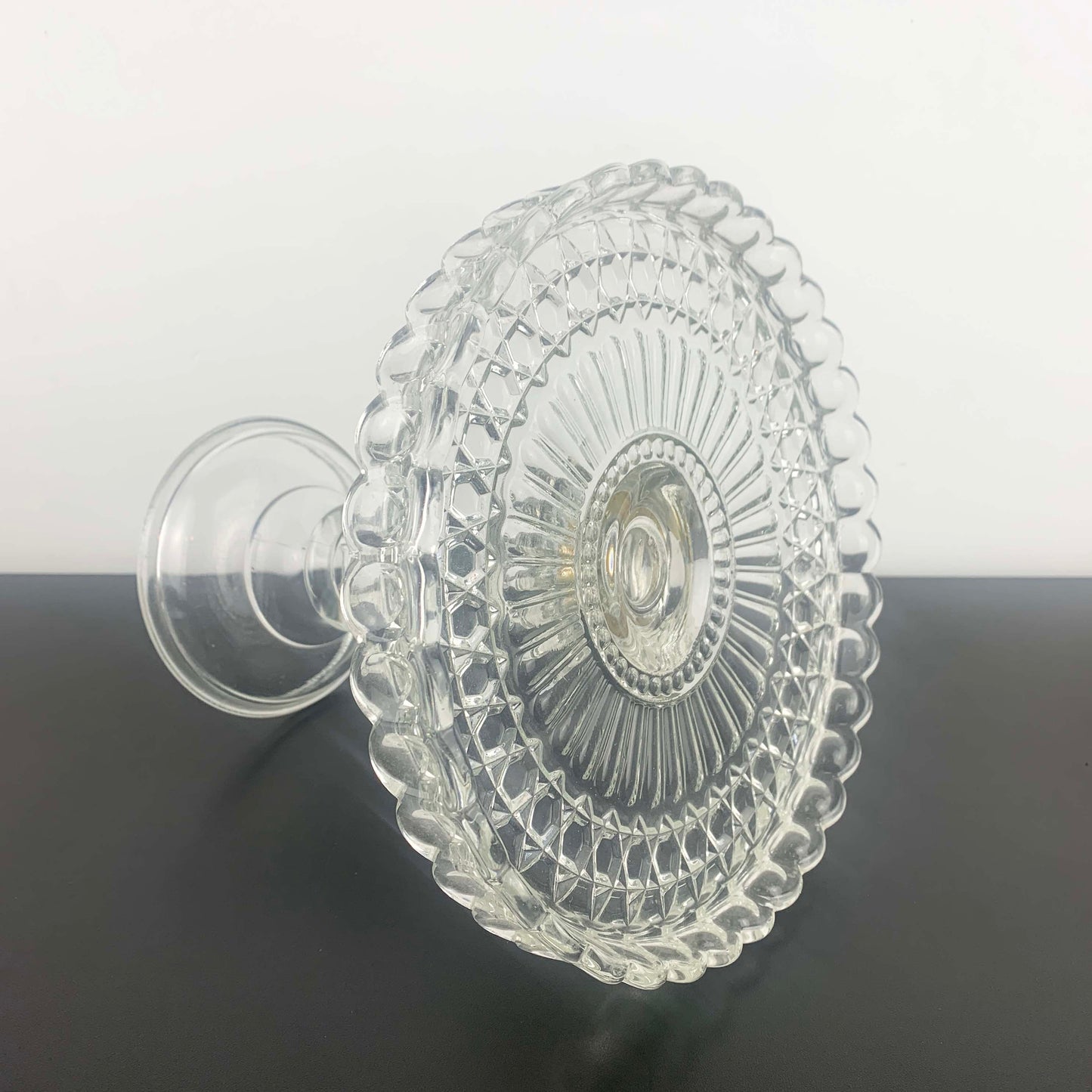 EAPG Footed Cake Stand with Frill Edge