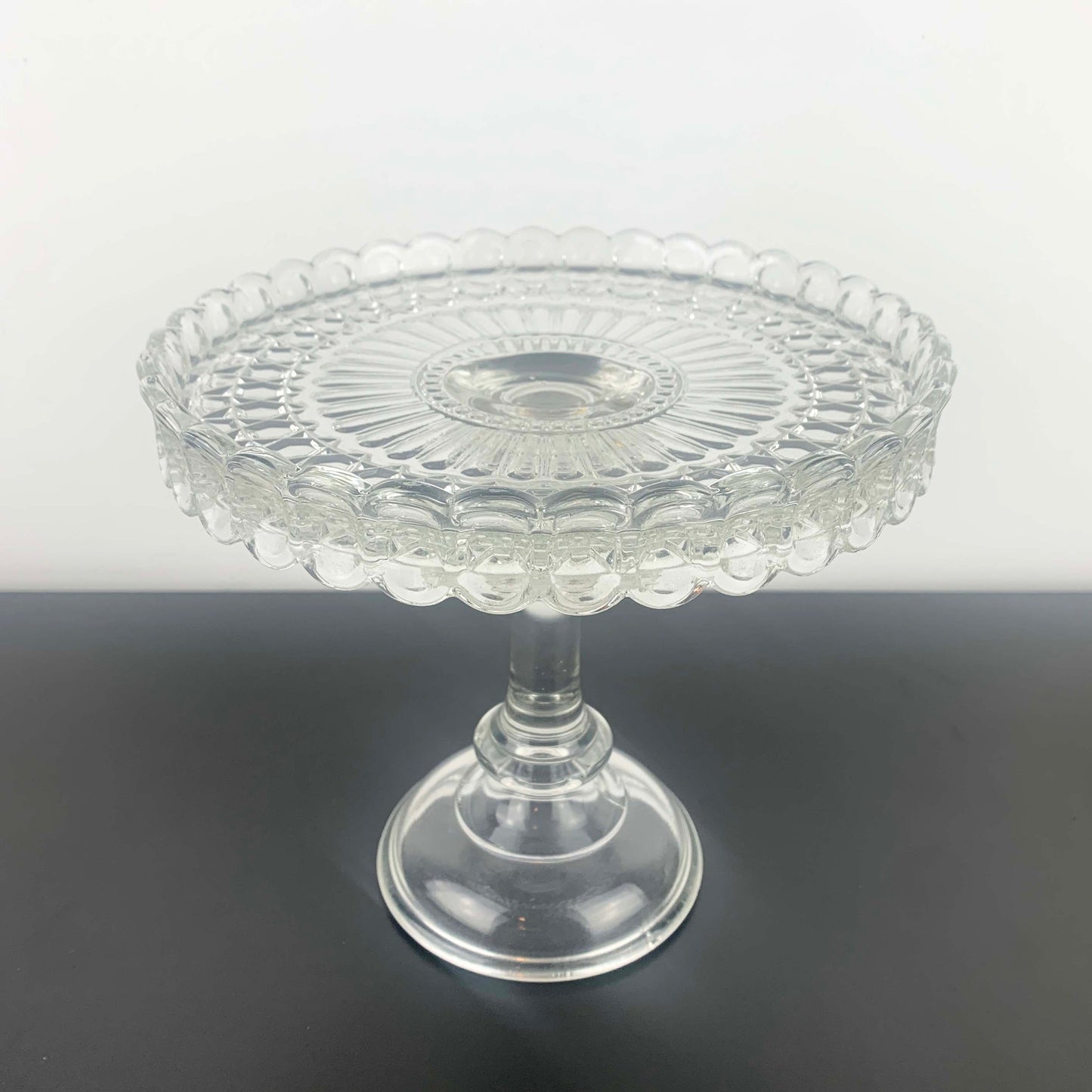 EAPG Footed Cake Stand with Frill Edge