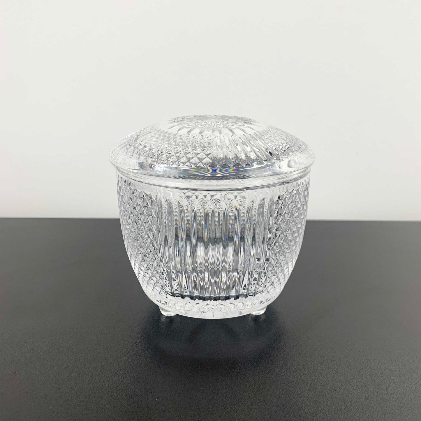 Tri Foot Lidded Glass Condiment Jar