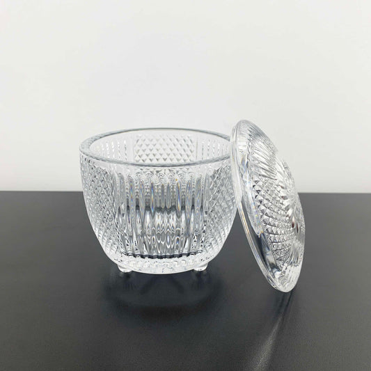 Tri Foot Lidded Glass Condiment Jar