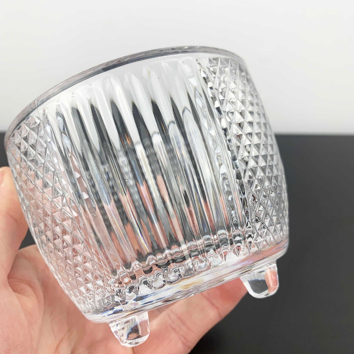 Tri Foot Lidded Glass Condiment Jar