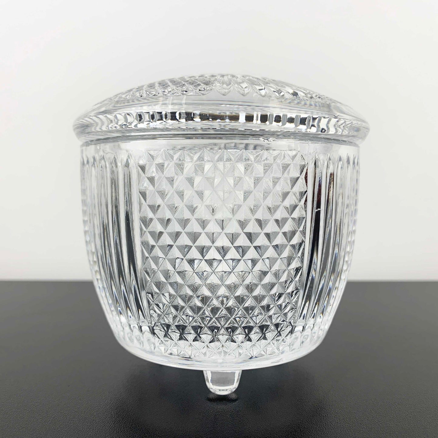 Tri Foot Lidded Glass Condiment Jar