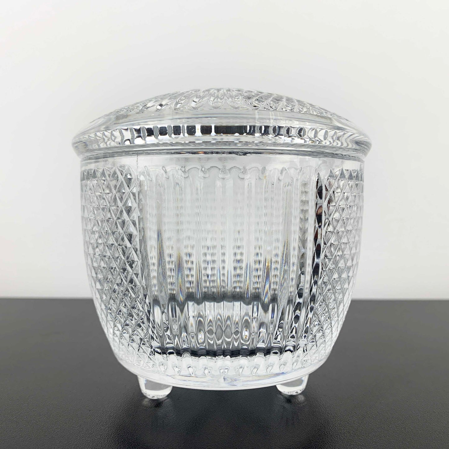 Tri Foot Lidded Glass Condiment Jar