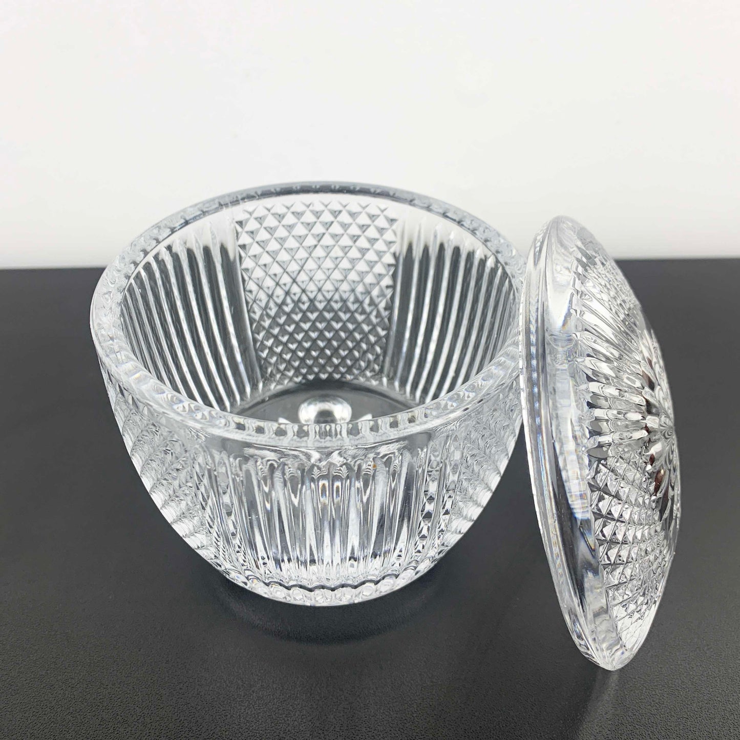 Tri Foot Lidded Glass Condiment Jar