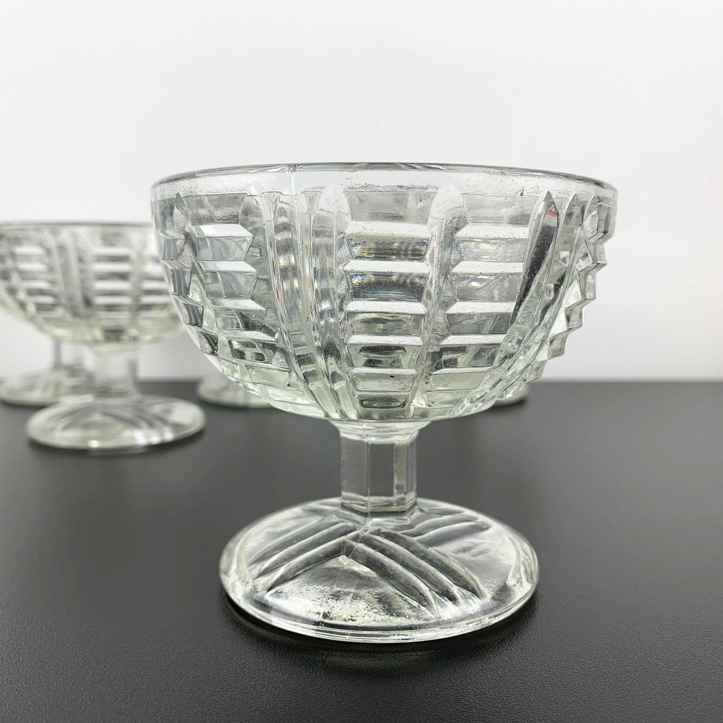 Glass Pedestal Dessert Cup Set