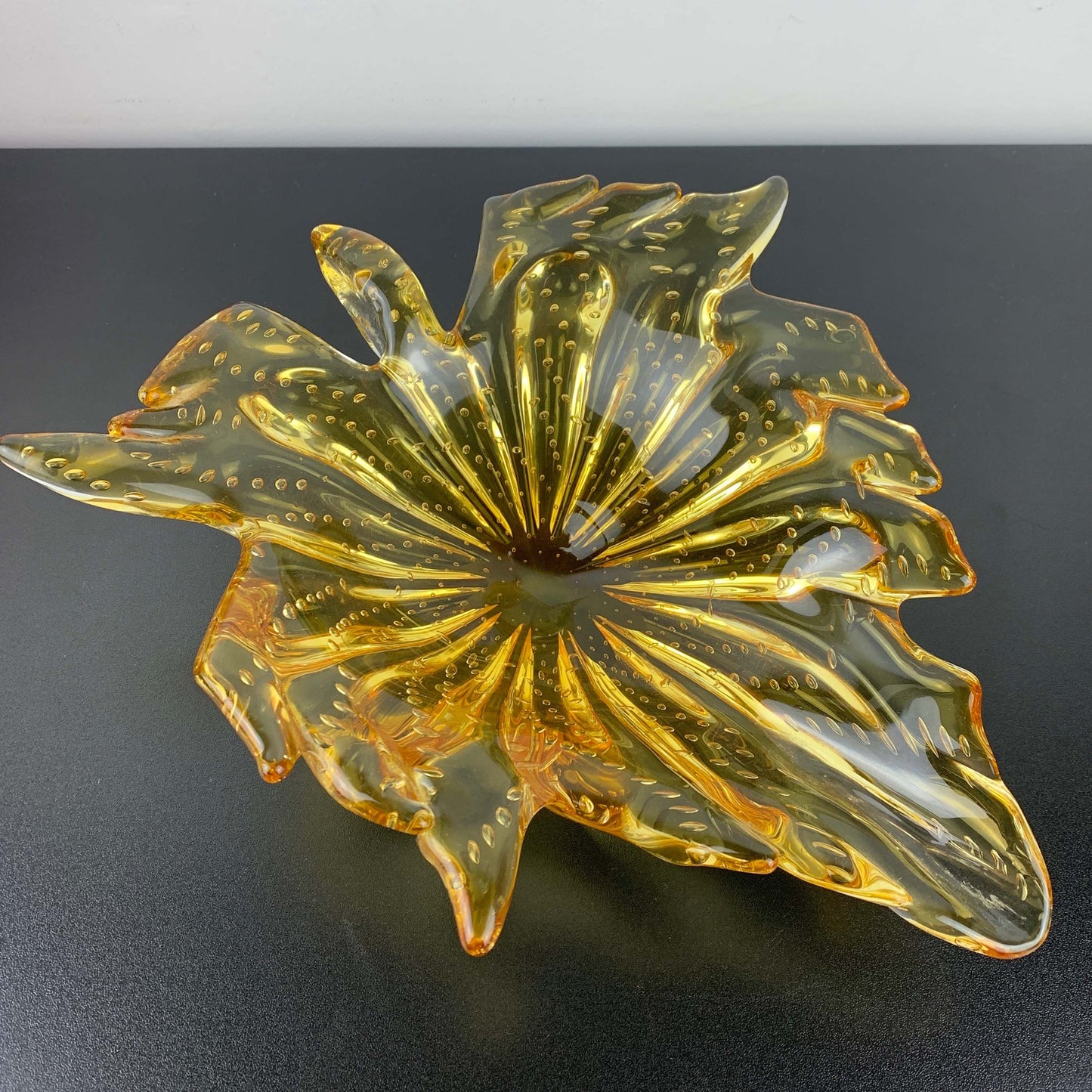 Murano Uranium Amber Art Glass Centrepiece