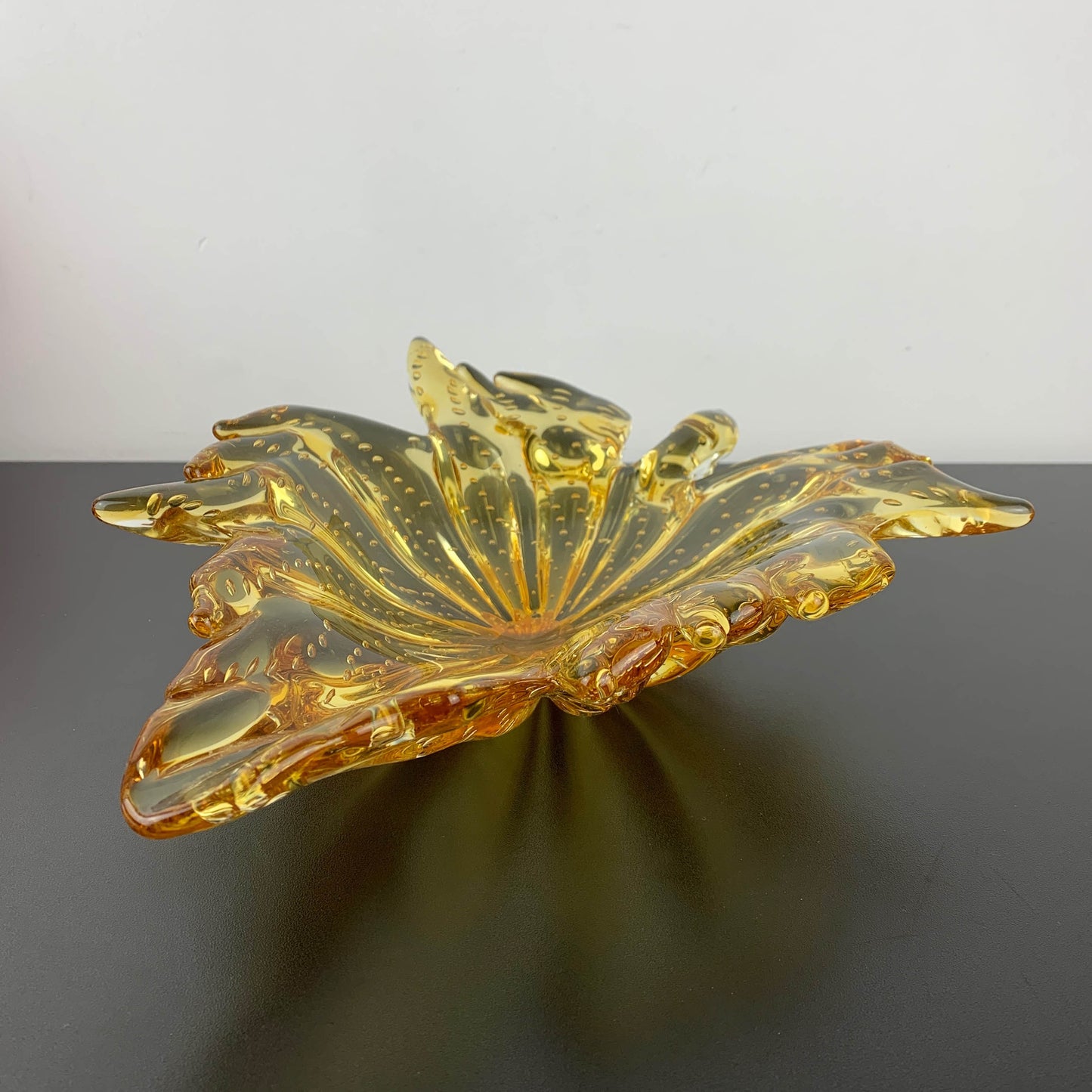 Murano Uranium Amber Art Glass Centrepiece