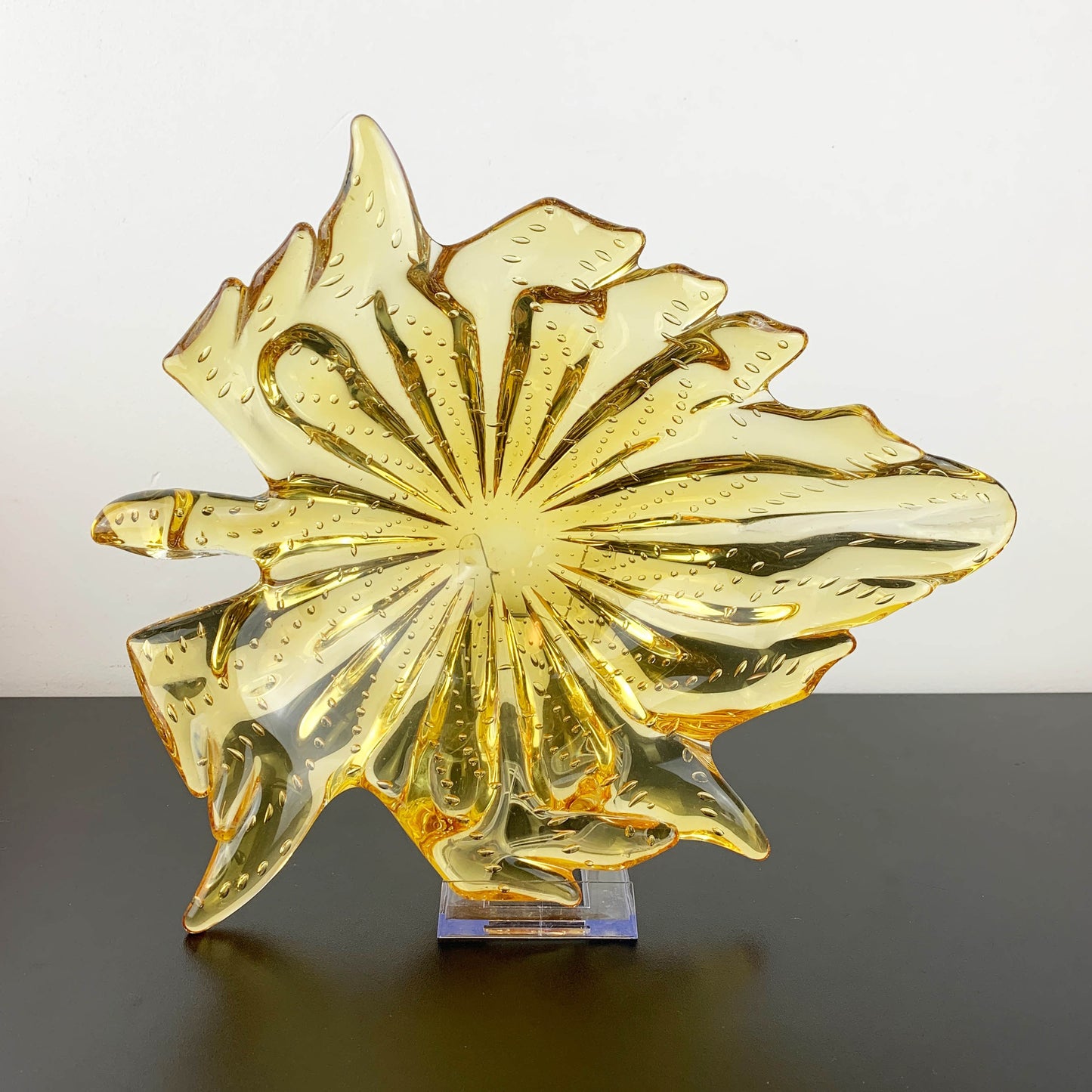 Murano Uranium Amber Art Glass Centrepiece