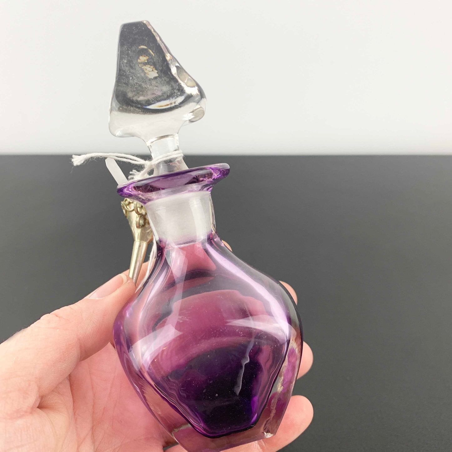 Eileen Gordon Art Glass Perfume Bottle with Silver Pouring Funnel