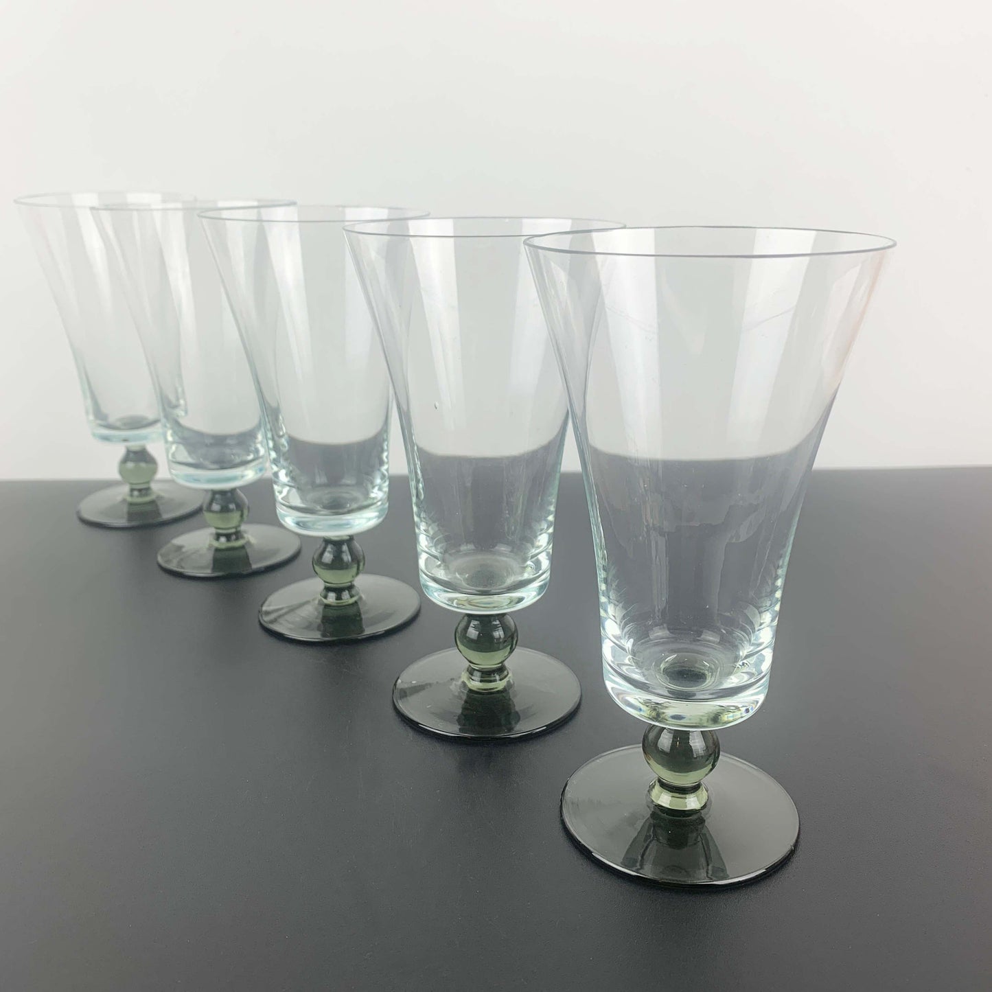 Smoky Green Footed Cocktail Glass Set