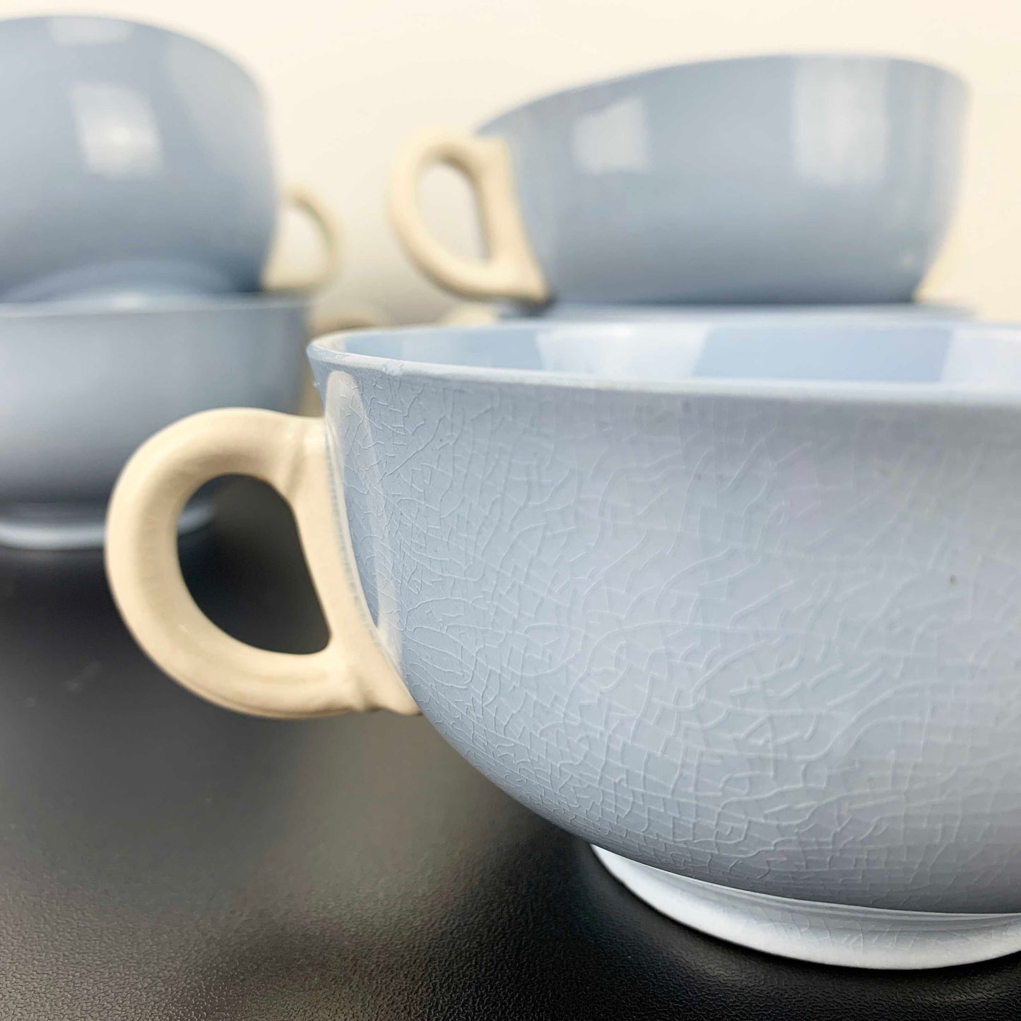 Grindley 'Azure Leaf' Twin Handled Soup Bowls