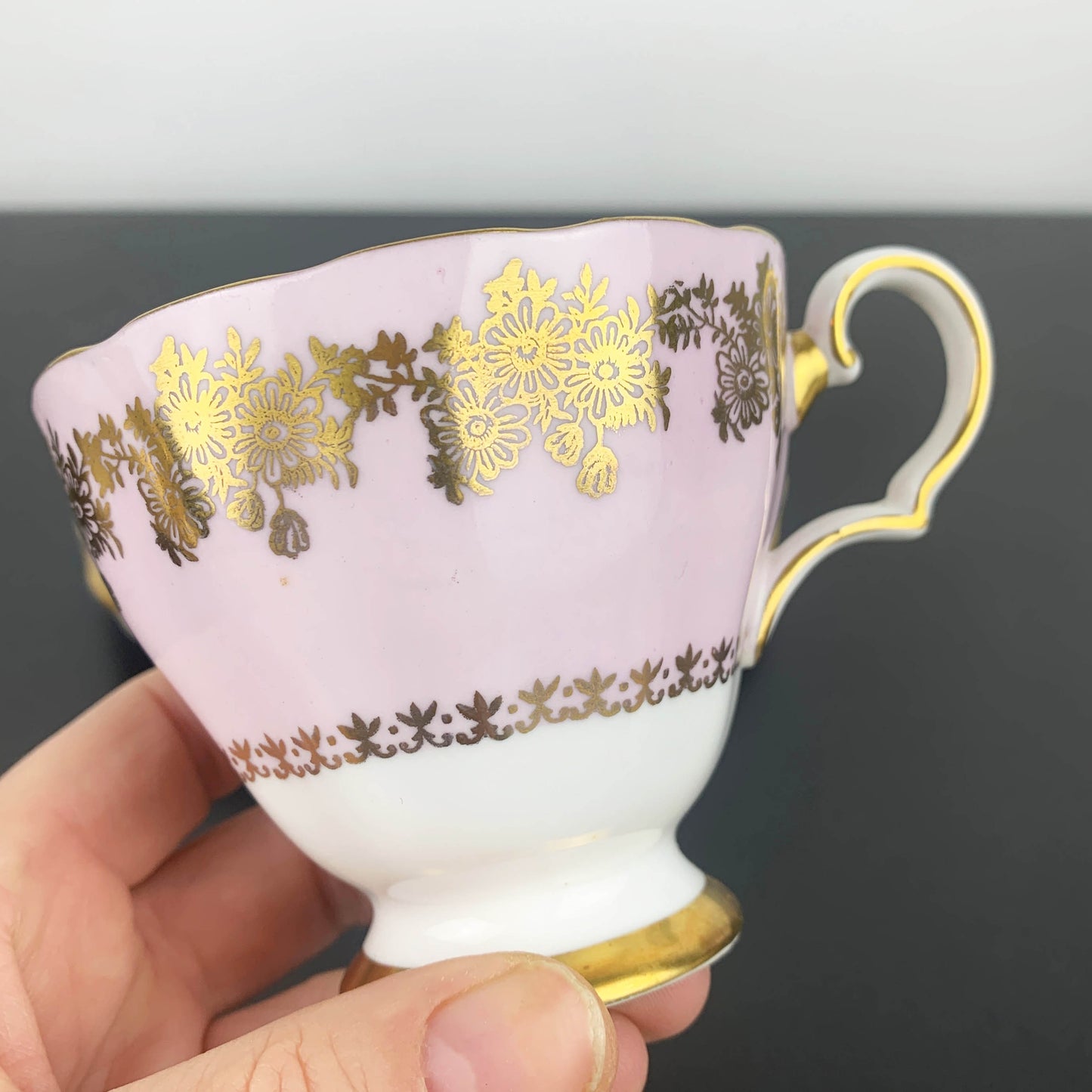 Grosvenor (Jackson & Gosling) Laura Lee Floral Pink and Gold Gilt Trio