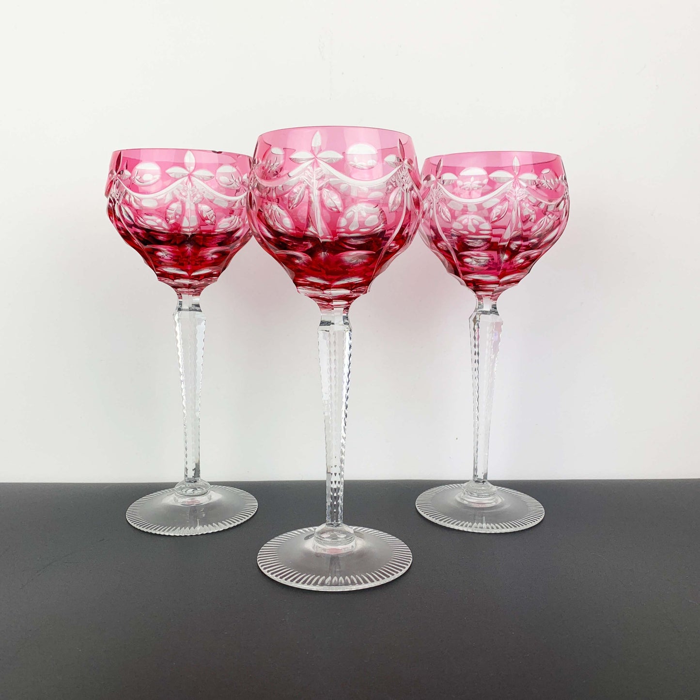 Harlequin Cut to Clear Crystal Wine Hock Glass Set