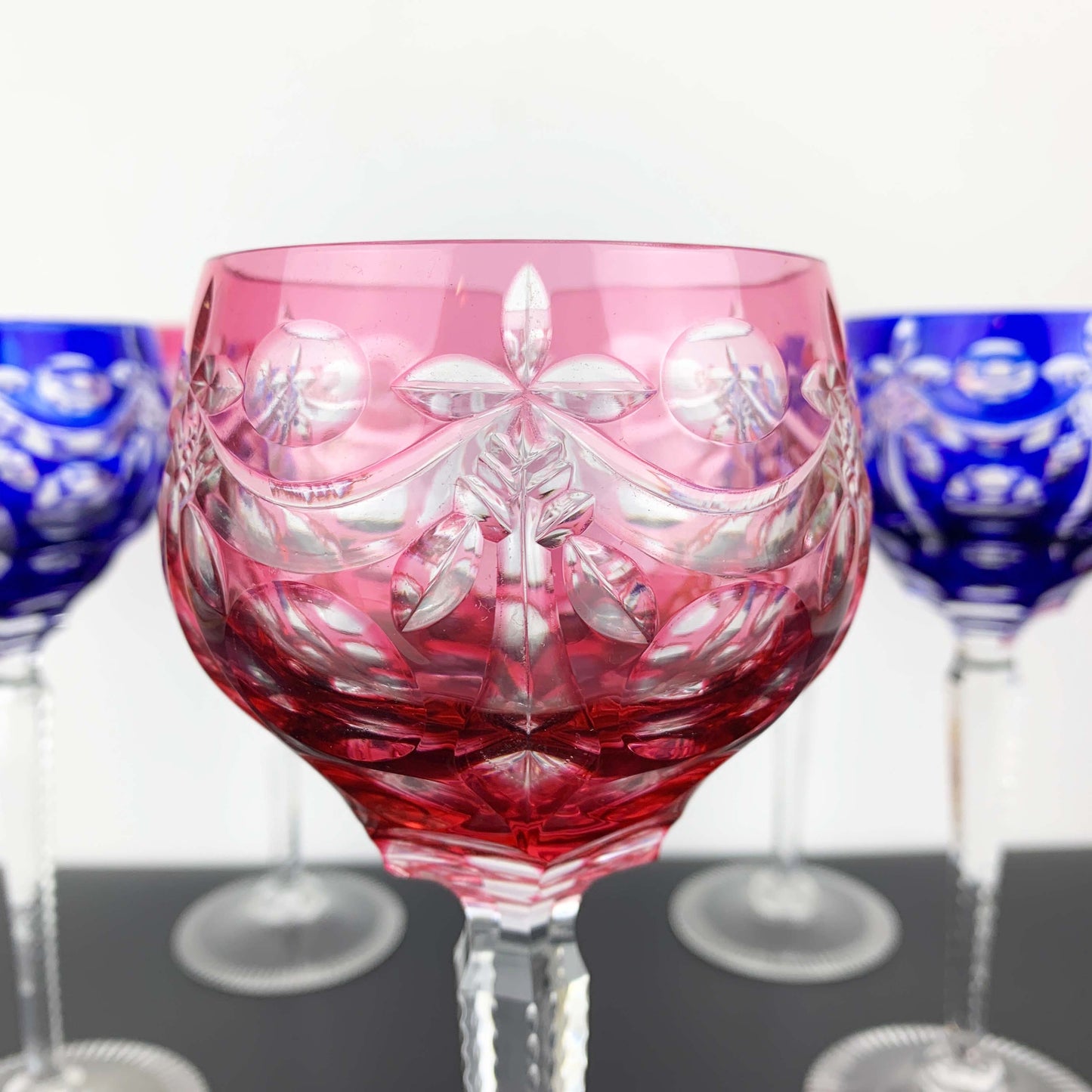 Harlequin Cut to Clear Crystal Wine Hock Glass Set
