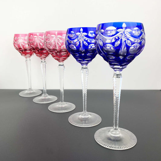 Harlequin Cut to Clear Crystal Wine Hock Glass Set