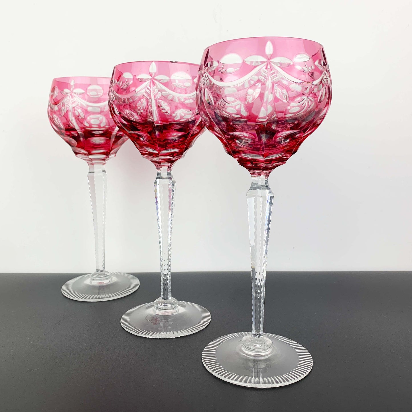 Harlequin Cut to Clear Crystal Wine Hock Glass Set