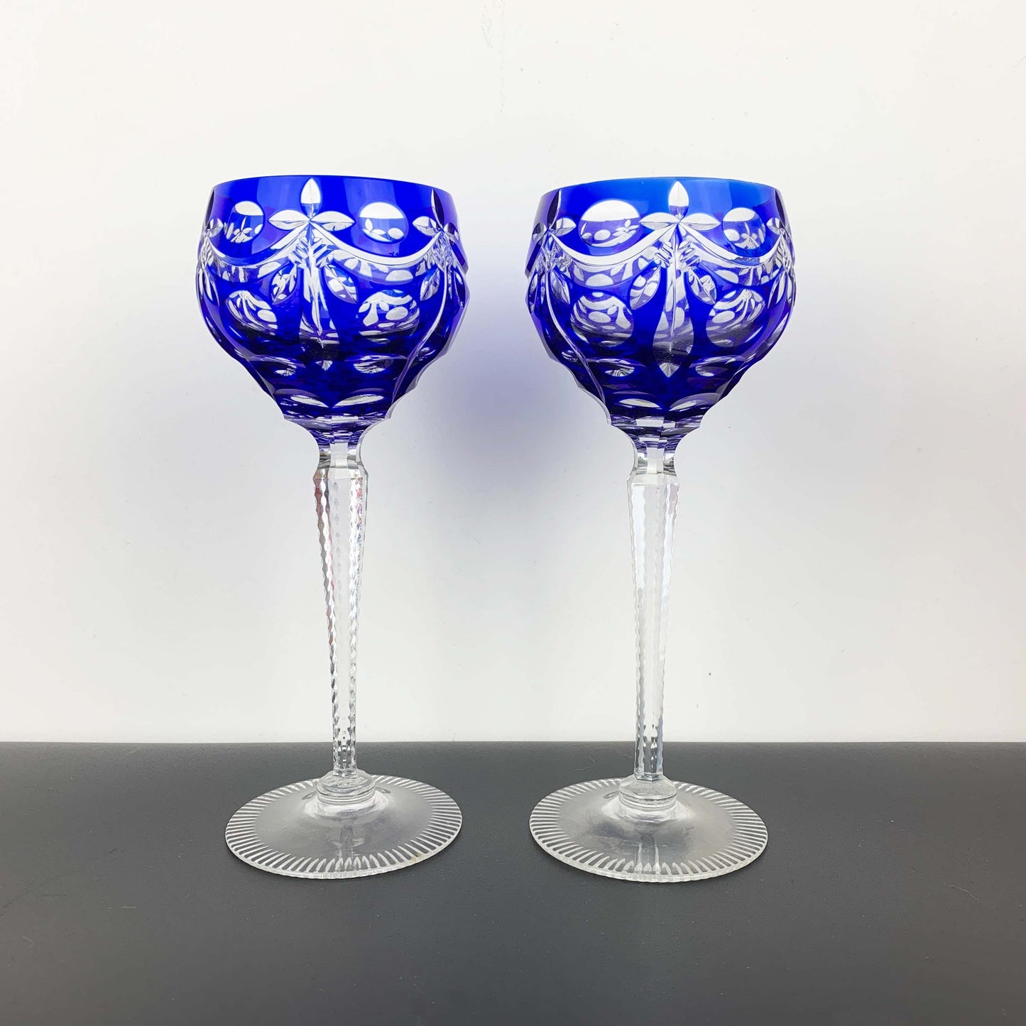 Harlequin Cut to Clear Crystal Wine Hock Glass Set