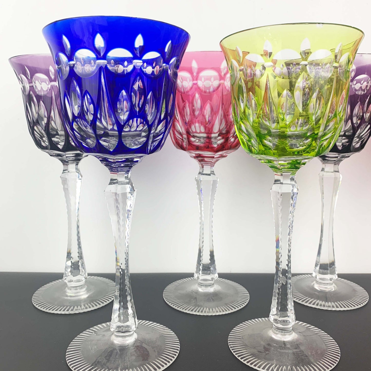 Harlequin Cut to Clear Crystal Wine Glass Set