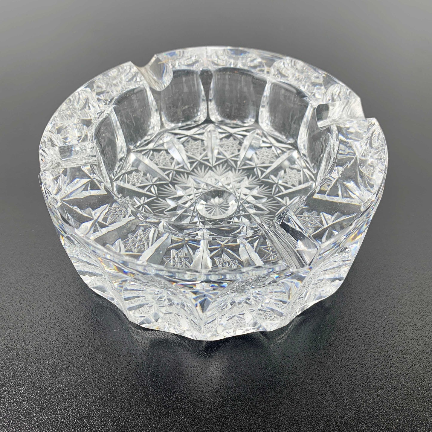 Mid Century Brilliant Cut Crystal Ashtray
