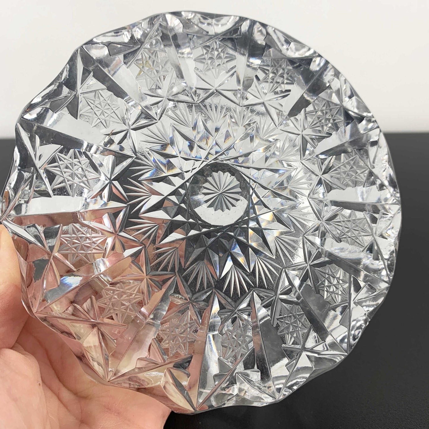 Mid Century Brilliant Cut Crystal Ashtray