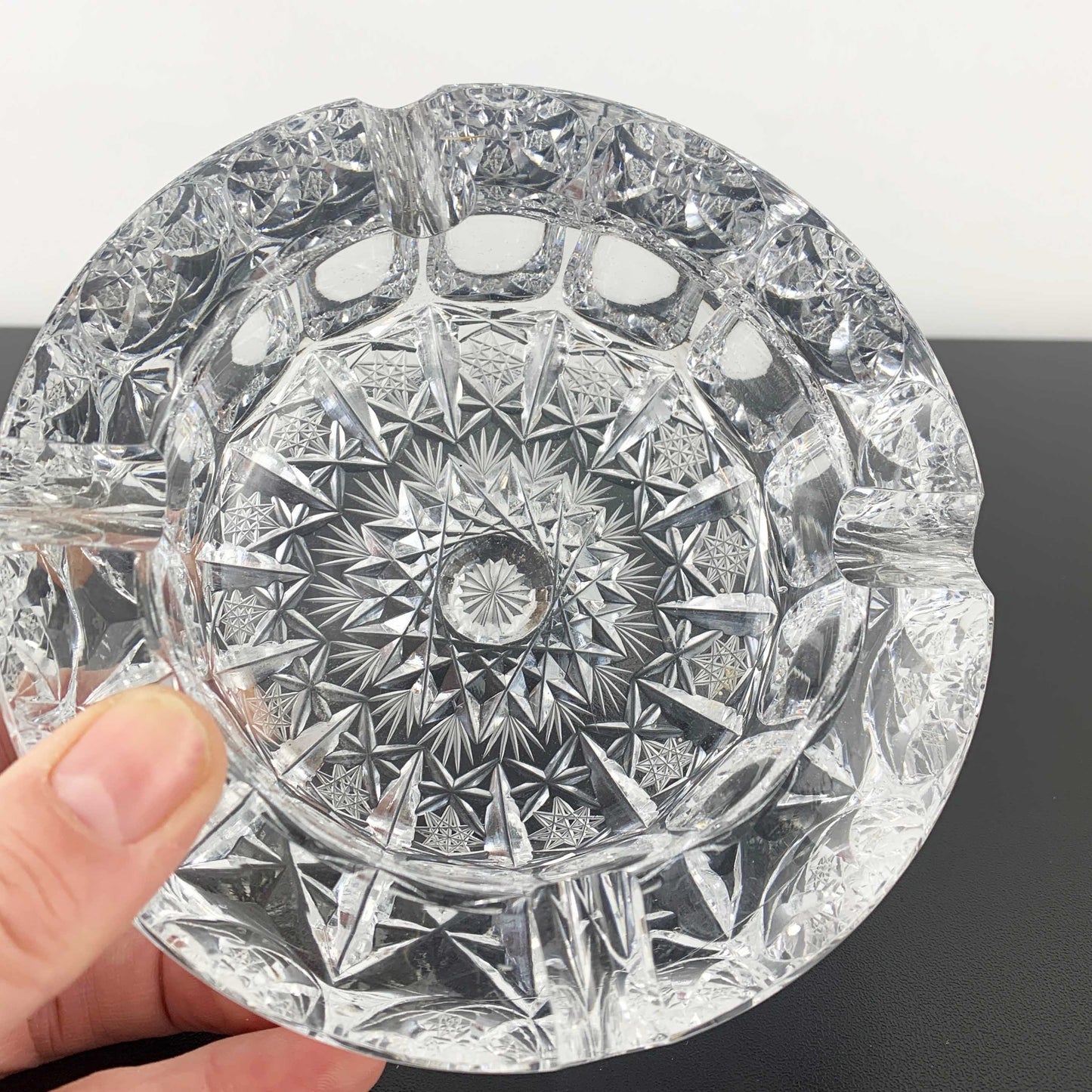 Mid Century Brilliant Cut Crystal Ashtray