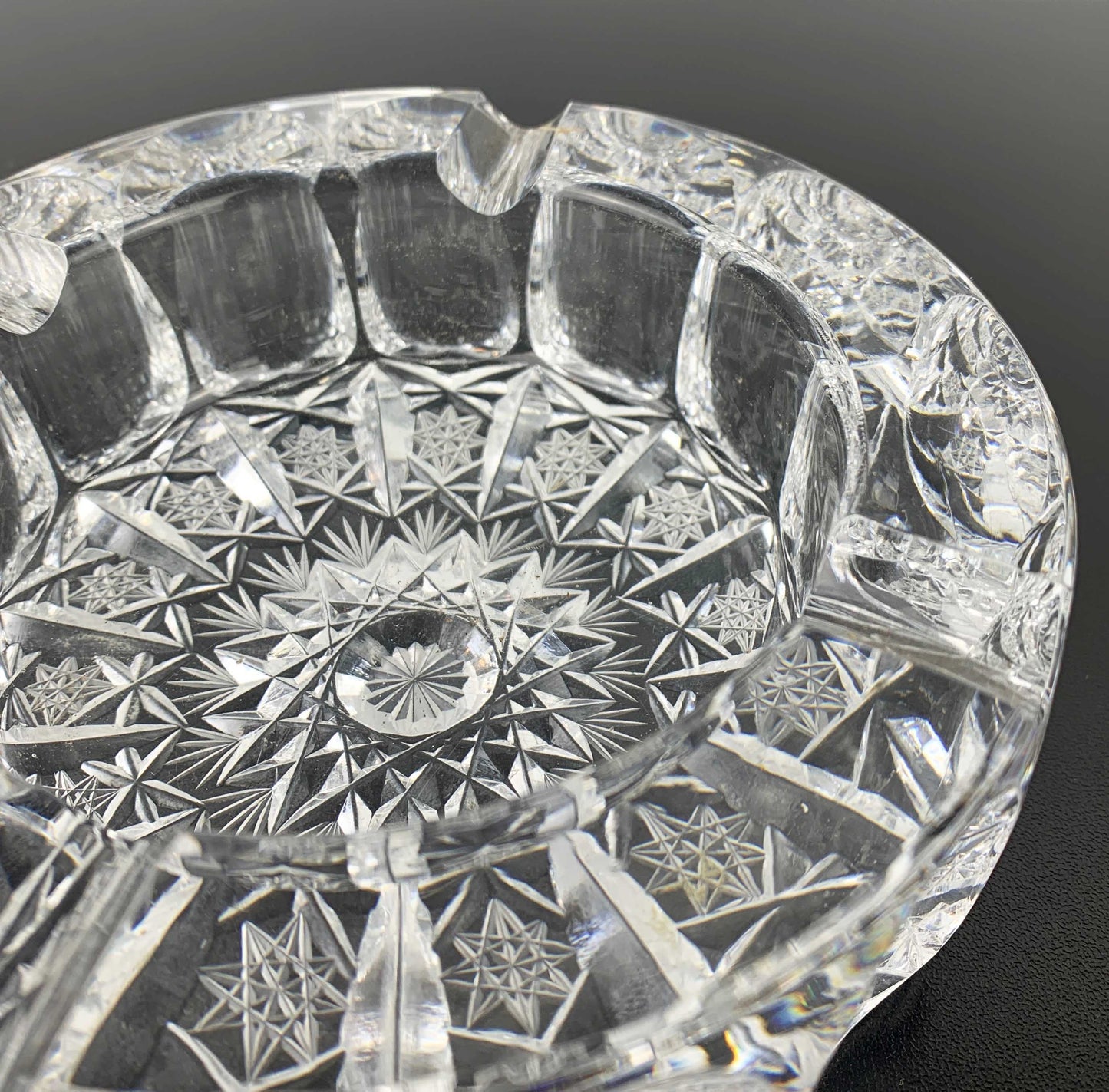 Mid Century Brilliant Cut Crystal Ashtray