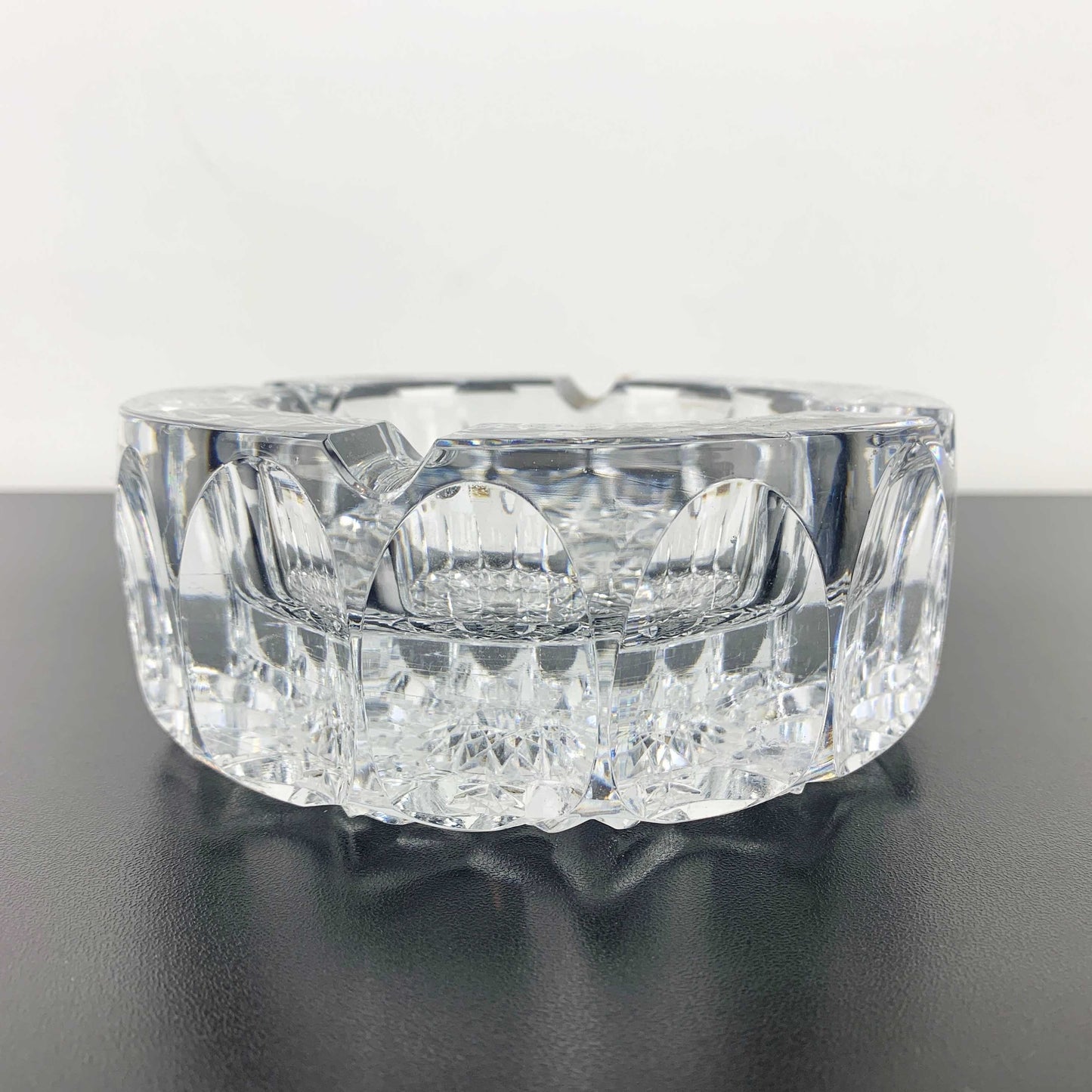 Mid century brilliant cut heavy crystal ashtray