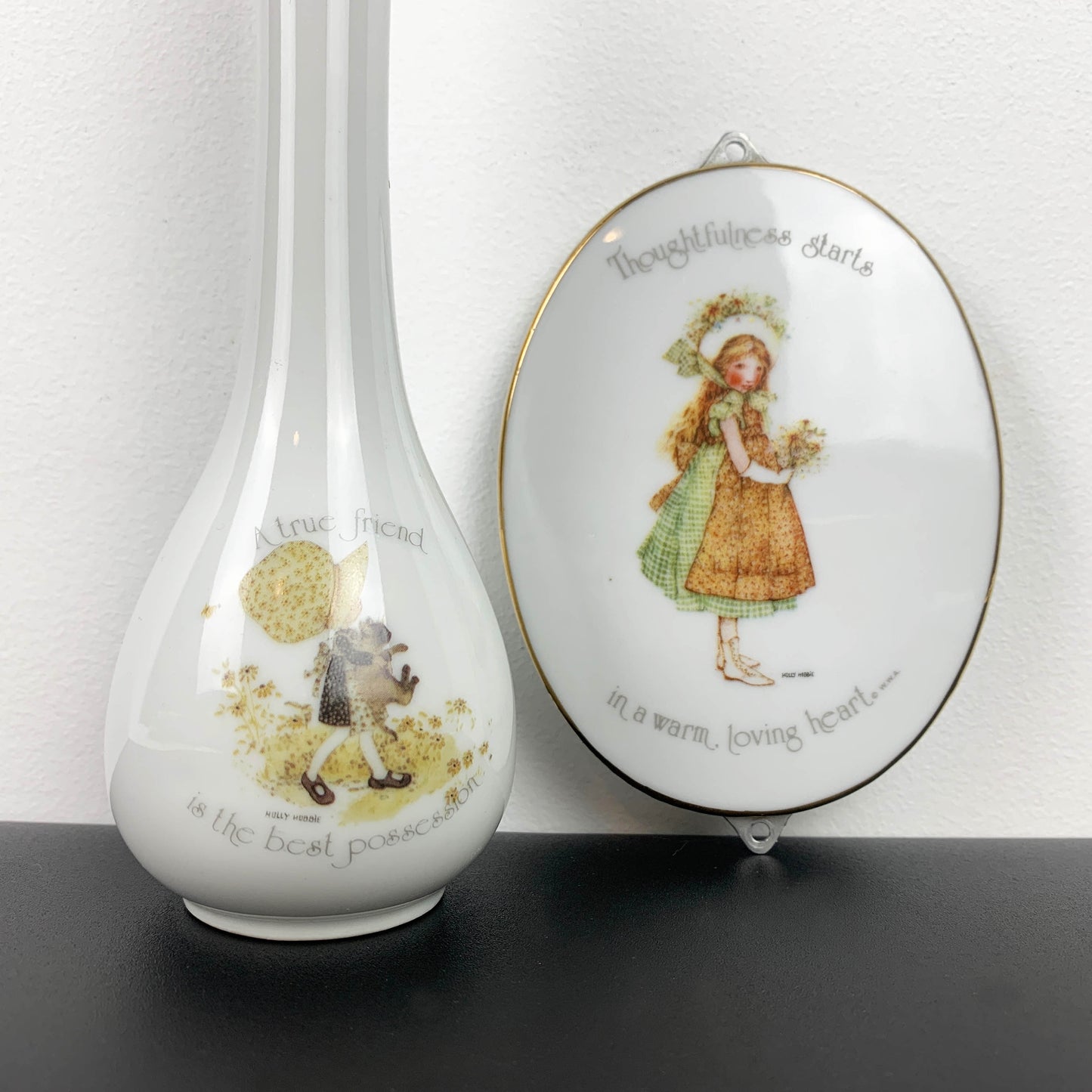 Holly Hobbie Vase and Plaque Set