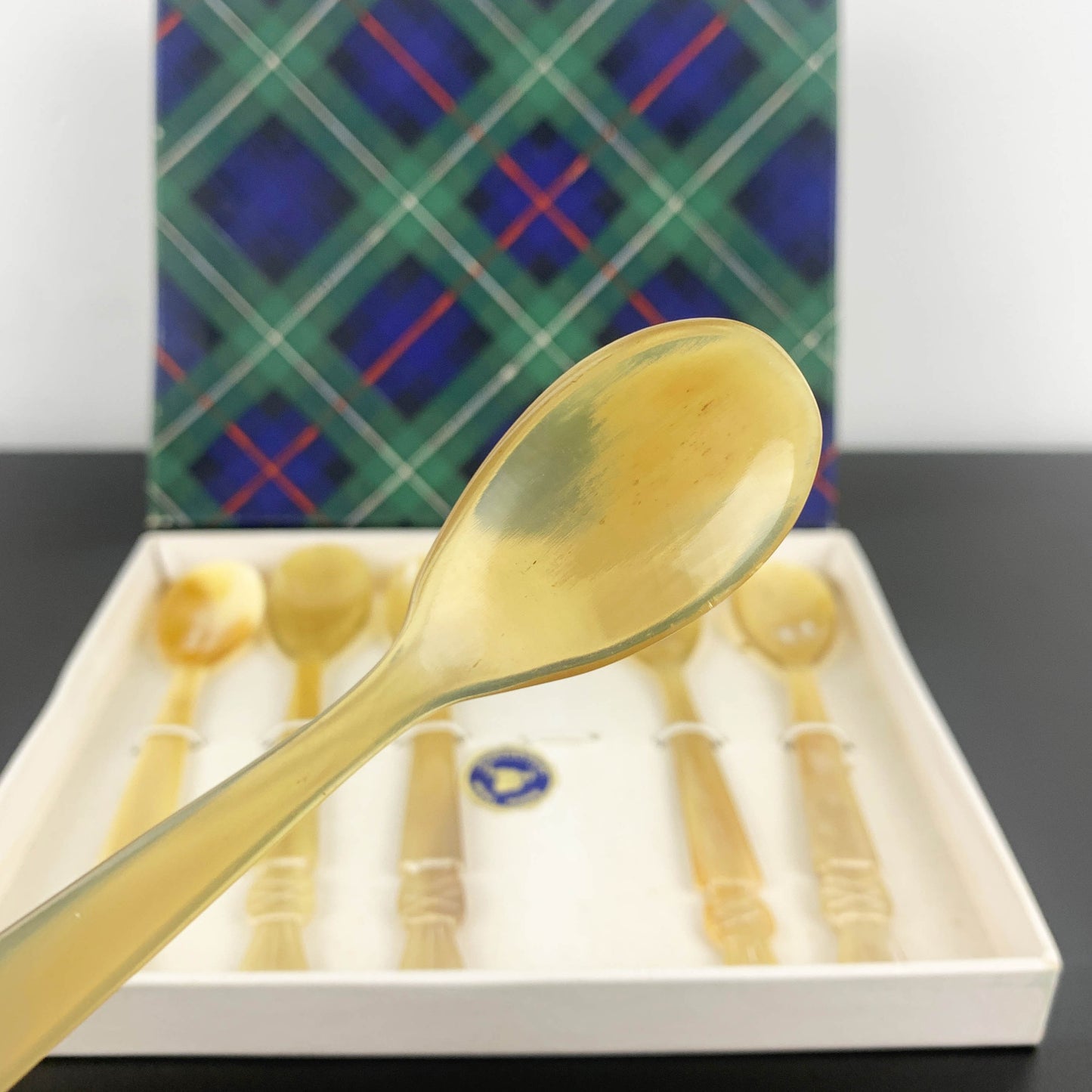 Genuine Horn Egg Spoons: Boxed Set of 6