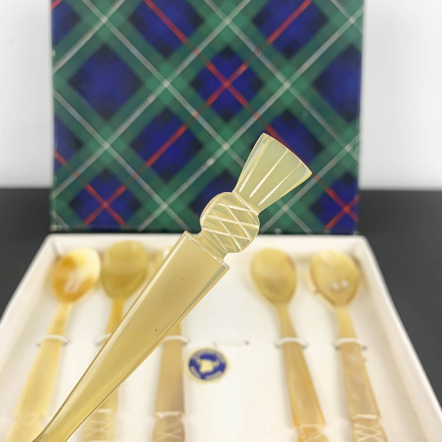 Genuine Horn Egg Spoons: Boxed Set of 6