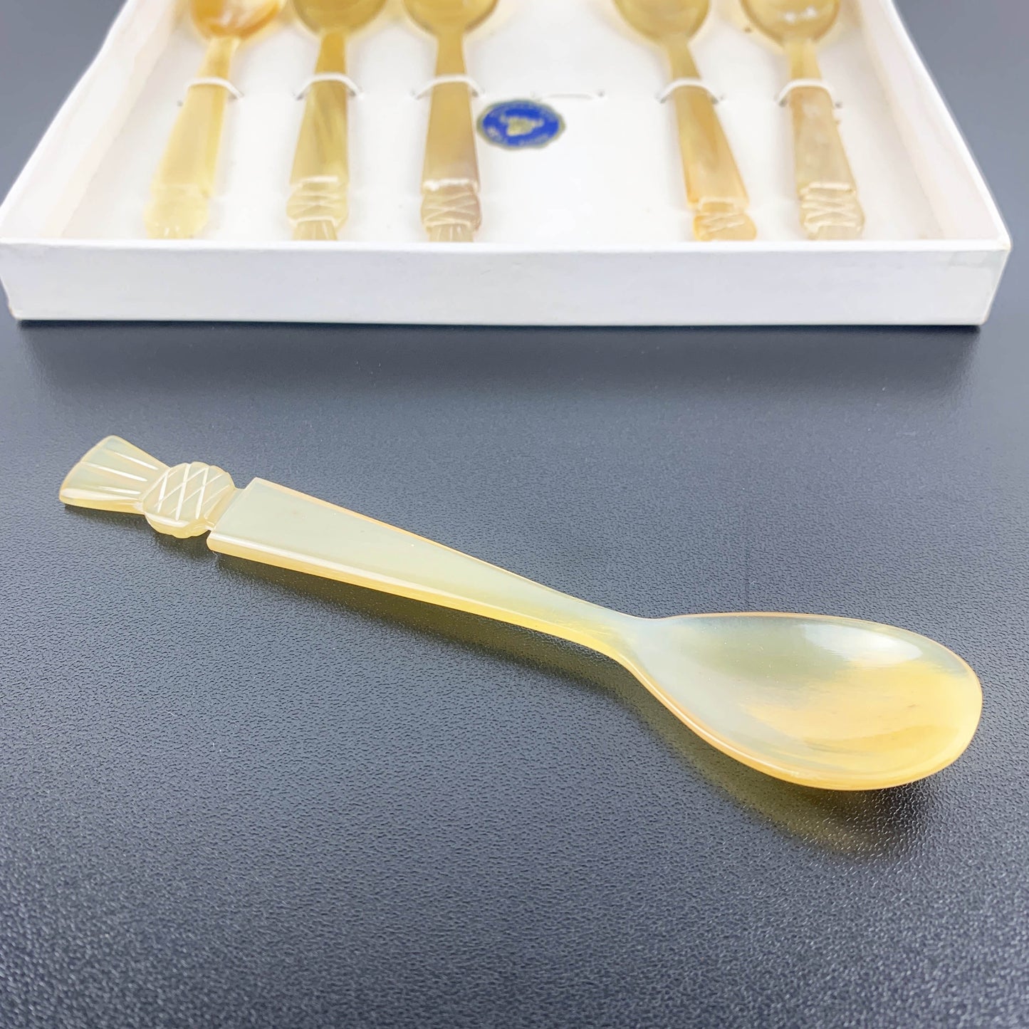 Genuine Horn Egg Spoons: Boxed Set of 6