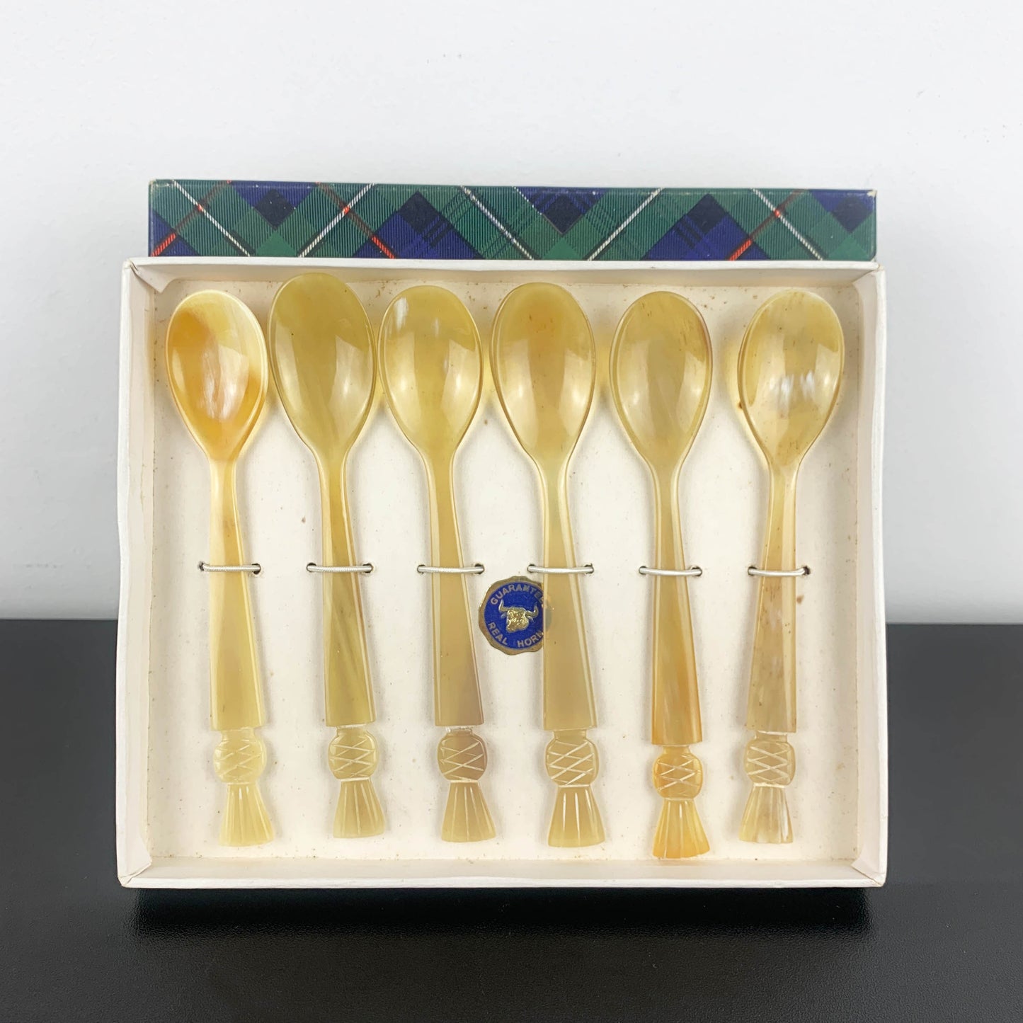 Genuine Horn Egg Spoons: Boxed Set of 6