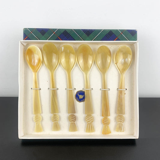 Genuine Horn Egg Spoons: Boxed Set of 6