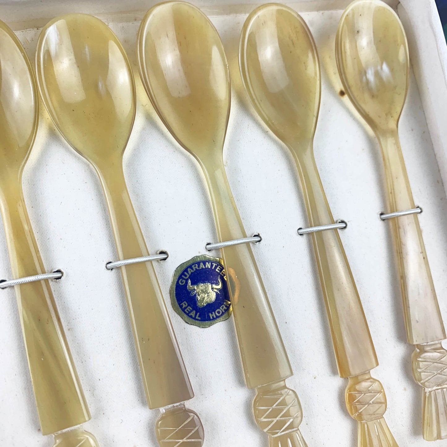 Genuine Horn Egg Spoons: Boxed Set of 6